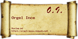 Orgel Ince névjegykártya